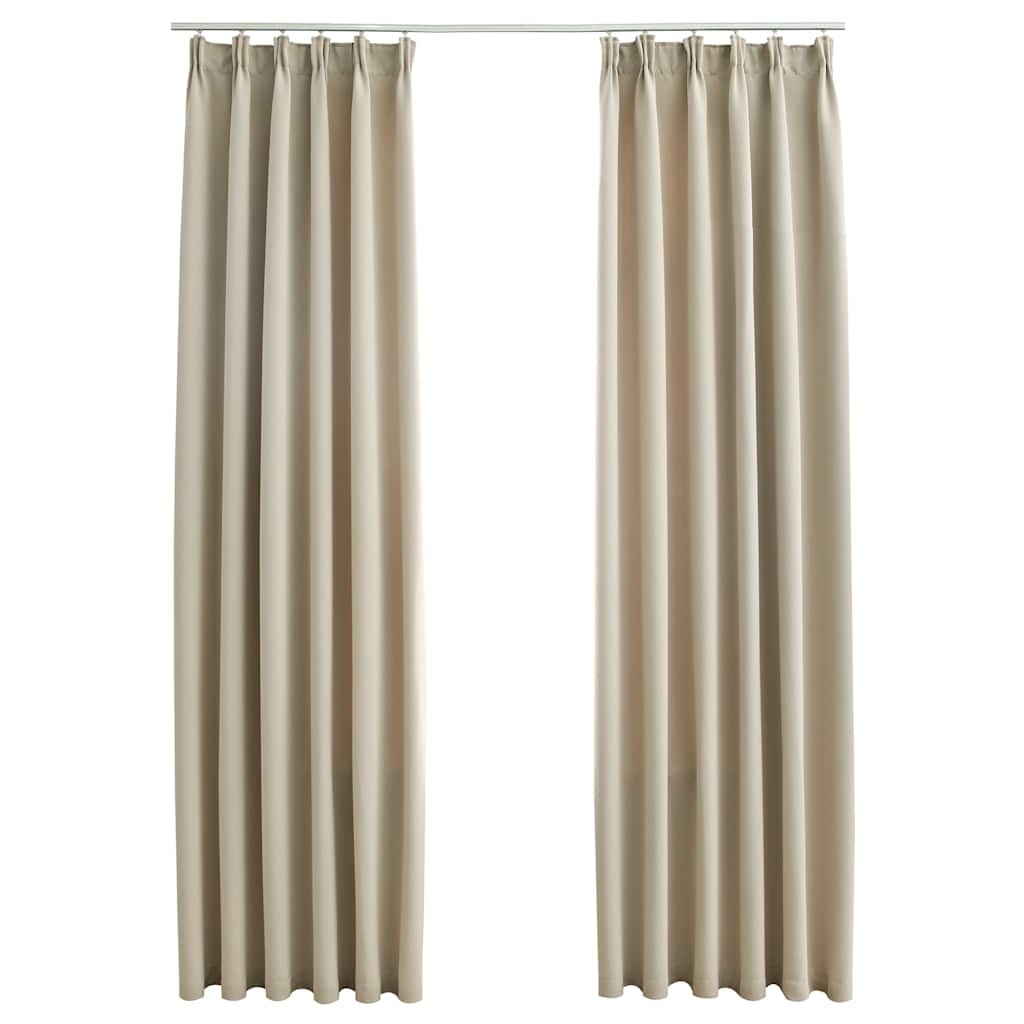 vidaXL Gordijnen verduisterend met haken 2 st 140x245 cm beige