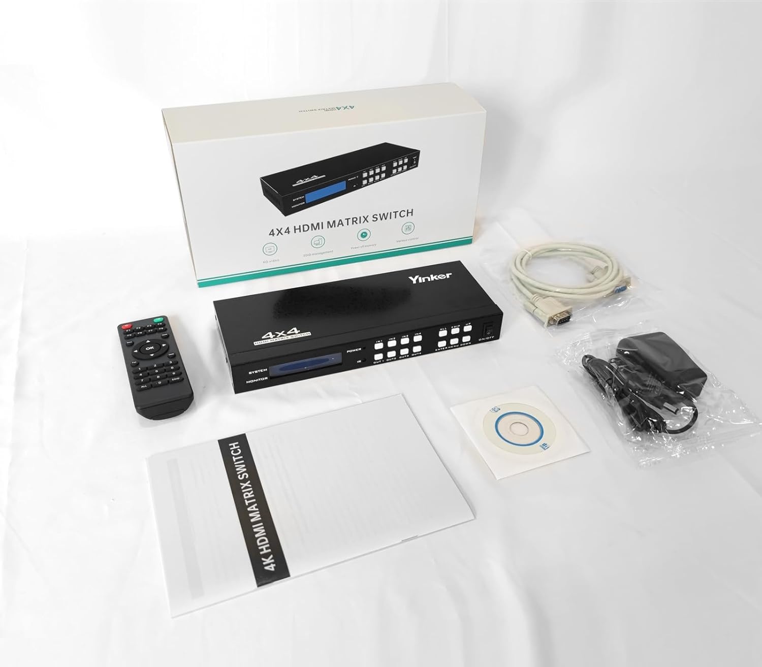 4K HDMI matrix switch 4x4 4K @30Hz HDMI matrix switch splitter 4 in 4 Out met achtergrondverlichting knop ondersteunt HDCP EDID management RS232 besturing