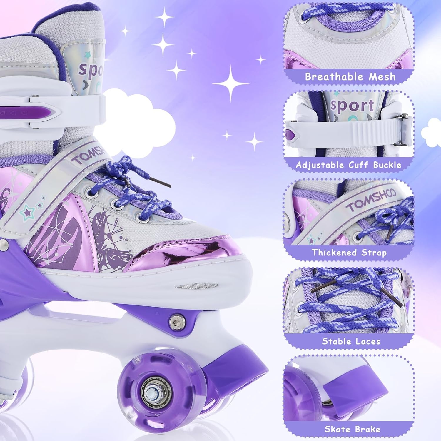 TOMSHOO Kinder rolschaatsen met LED wielen - Maat S (28-31 EU)