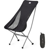 Campingstoel Opvouwbaar Ultralicht Zwart L | 150 kg draagvermogen | 600D Oxford Ademend Mesh | voor Kamperen Wandelen Vissen