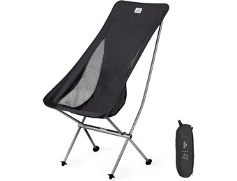 Campingstoel Opvouwbaar Ultralicht Zwart L | 150 kg draagvermogen | 600D Oxford Ademend Mesh | voor Kamperen Wandelen Vissen