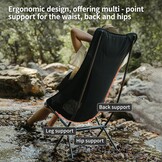 Campingstoel Opvouwbaar Ultralicht Zwart L | 150 kg draagvermogen | 600D Oxford Ademend Mesh | voor Kamperen Wandelen Vissen
