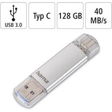 Hama USB-geheugenstick met USB 3.0 & USB 3.1-Type-C Single 128 GB zilver - Maat 128 GB