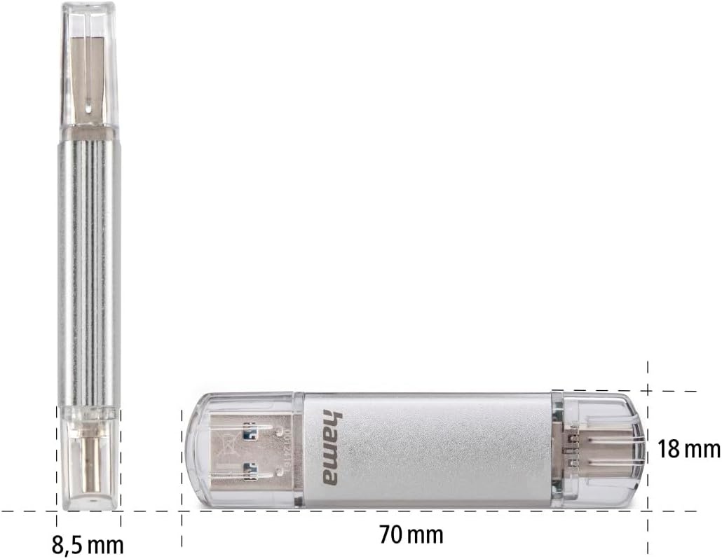 Hama USB-geheugenstick met USB 3.0 & USB 3.1-Type-C Single 128 GB zilver - Maat 128 GB
