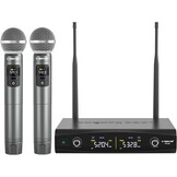 Phenyx Pro Microfoon Draadloos microfoonsysteem met koffer, draadloze handmicrofoonset voor zang, karaoke, kerk, 2 x 30 UHF instelbare frequenties, 200 ft bereik (PTU-52)