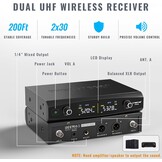 Phenyx Pro Microfoon Draadloos microfoonsysteem met koffer, draadloze handmicrofoonset voor zang, karaoke, kerk, 2 x 30 UHF instelbare frequenties, 200 ft bereik (PTU-52)