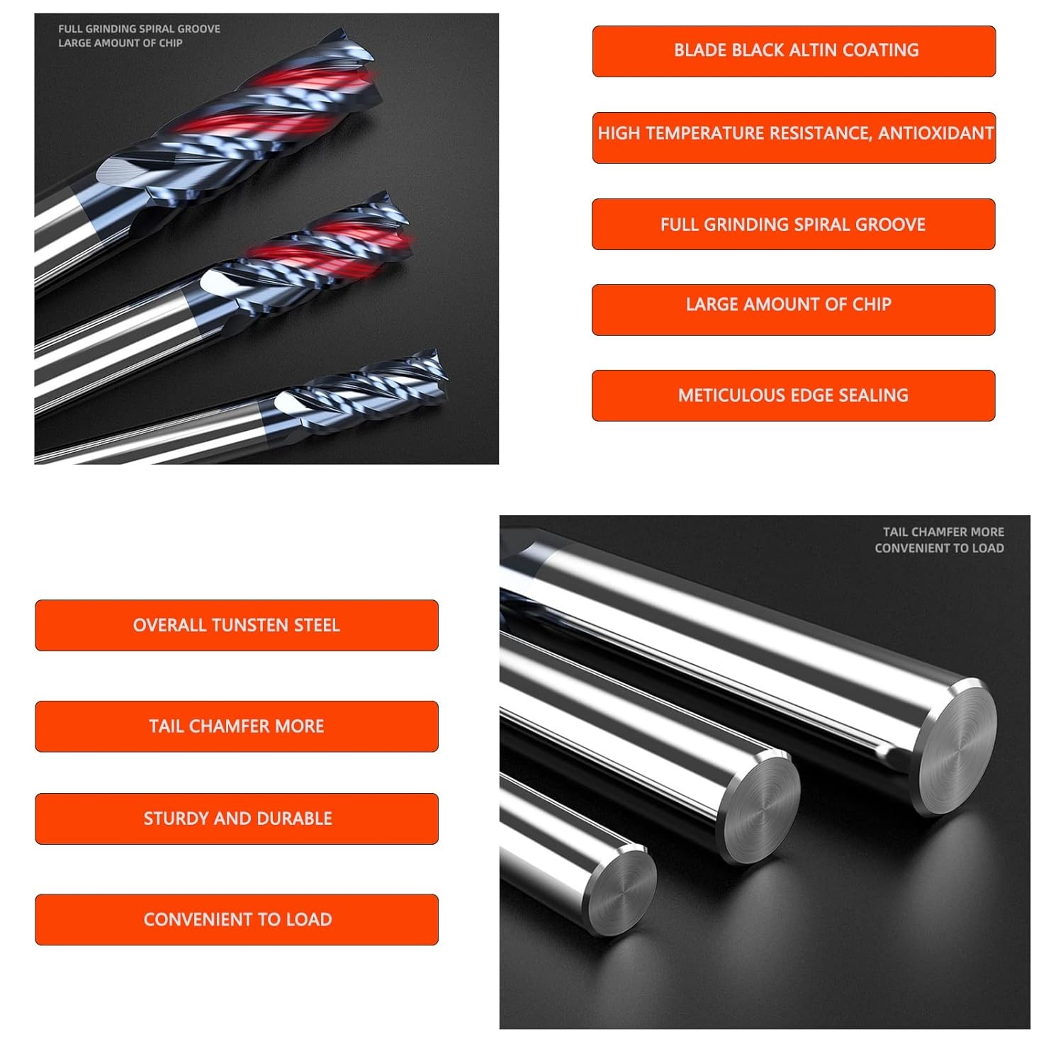 5 Stukken Hardmetaal Frees 3mm, 4 Tanden/4 Snijden CNC frees, zwart AlTiN gecoat, CNC schachtfrees metaalfrees 3mm voor Staal Metaal hout Acryl Kunststof (3mm) - Maat 3mm-5 stuks