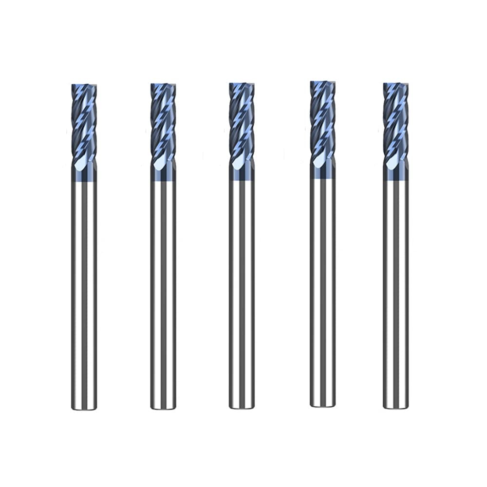 5 Stukken Hardmetaal Frees 3mm, 4 Tanden/4 Snijden CNC frees, zwart AlTiN gecoat, CNC schachtfrees metaalfrees 3mm voor Staal Metaal hout Acryl Kunststof (3mm) - Maat 3mm-5 stuks