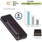 CY SFF-8482 SAS 29-pins naar 7+15 22-pins SATA-hardeschijf-RAID-adapter met SAS-controllerchipset en voedingspoort