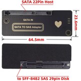 CY SFF-8482 SAS 29-pins naar 7+15 22-pins SATA-hardeschijf-RAID-adapter met SAS-controllerchipset en voedingspoort