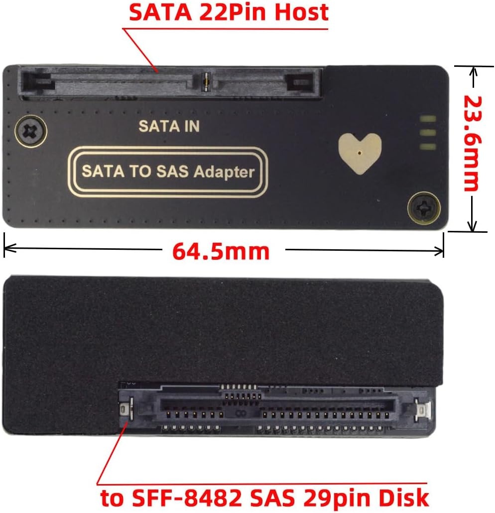 CY SFF-8482 SAS 29-pins naar 7+15 22-pins SATA-hardeschijf-RAID-adapter met SAS-controllerchipset en voedingspoort