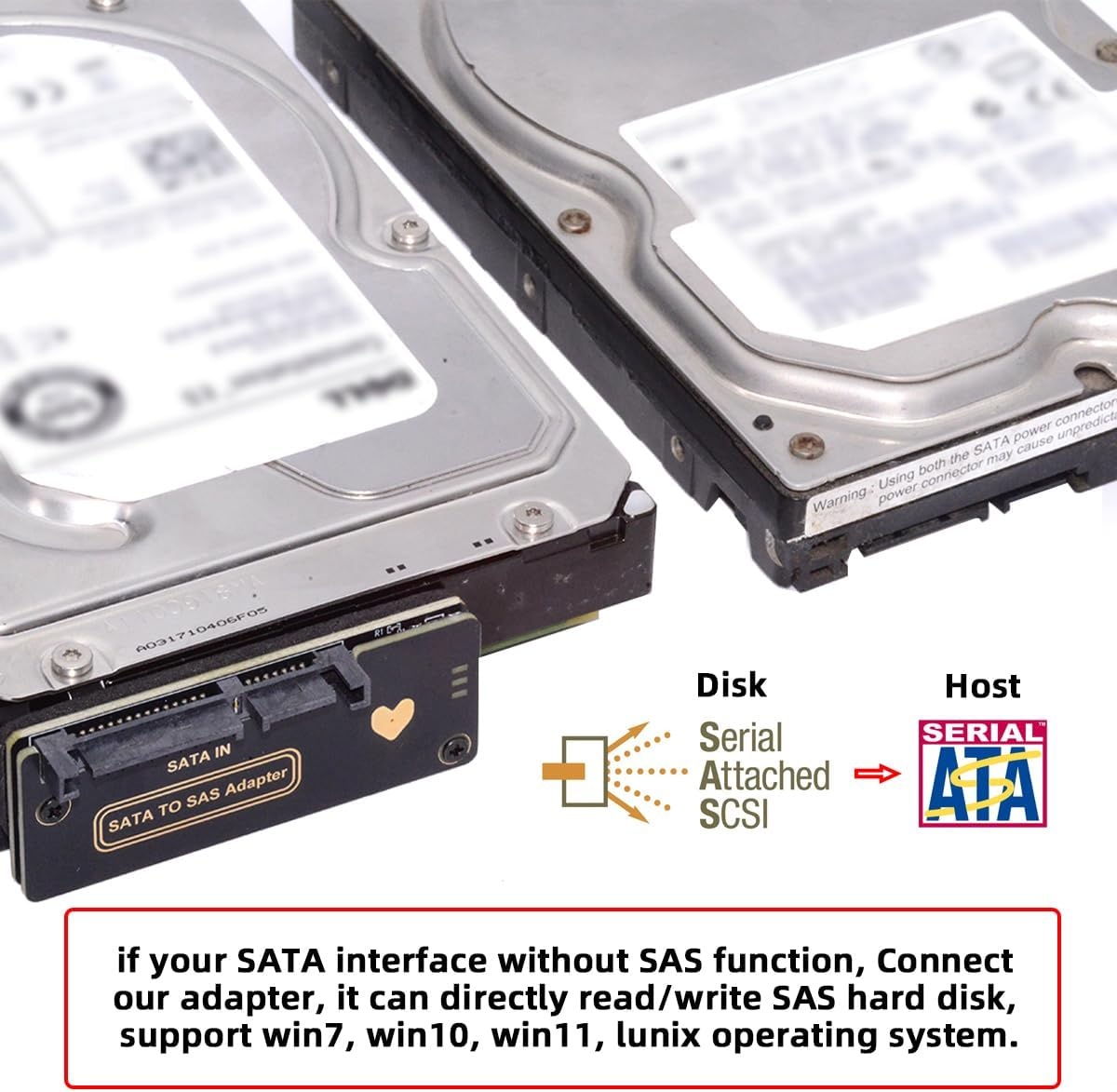 CY SFF-8482 SAS 29-pins naar 7+15 22-pins SATA-hardeschijf-RAID-adapter met SAS-controllerchipset en voedingspoort
