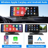 Podofo 10,26 inch draagbare autoradio met draadloos A-pple Carplay Android autorecorder scherm, 7-32V touchscreen met stemassistent/Bluetooth/FM zender/AUX/TF kaart