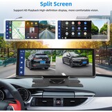 Podofo 10,26 inch draagbare autoradio met draadloos A-pple Carplay Android autorecorder scherm, 7-32V touchscreen met stemassistent/Bluetooth/FM zender/AUX/TF kaart