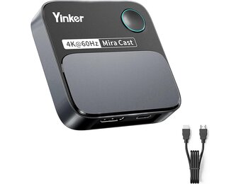 4K60Hz HDMI Wireless dongle Yinker 4K 60Hz 5G Miracast adapter voor iOS, MacOS Android Windows, compatibel met Miracast, Airplay, DLNA horizontaal of verticaal