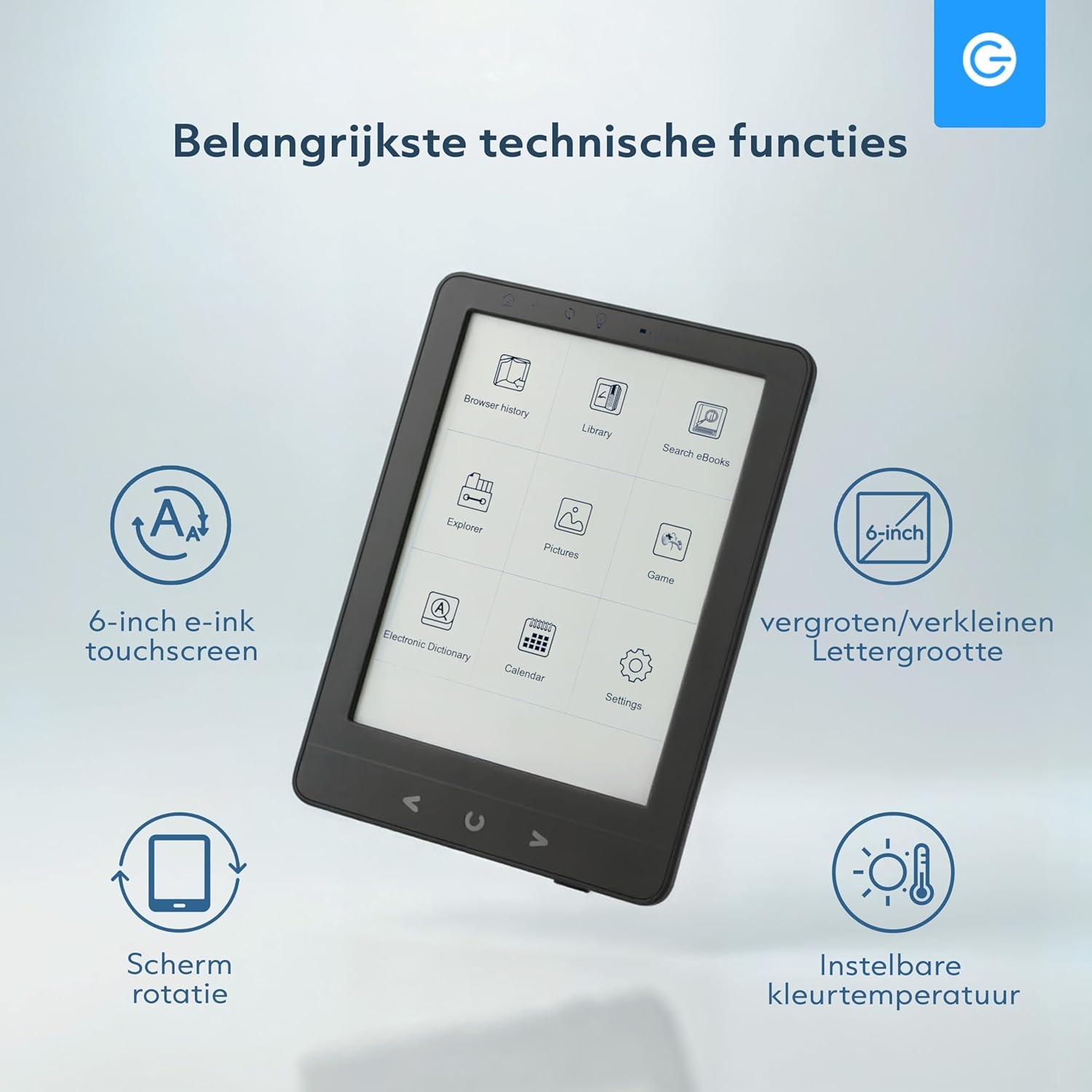 Silvergear® Ebook Reader met Achtergrondverlichting | 6-Inch E-Ink-Touchscreen | 4 GB Geheugen voor 3000+ E-Books | Pocketbook | Reflectievrij en Lichtgewicht | Zwart