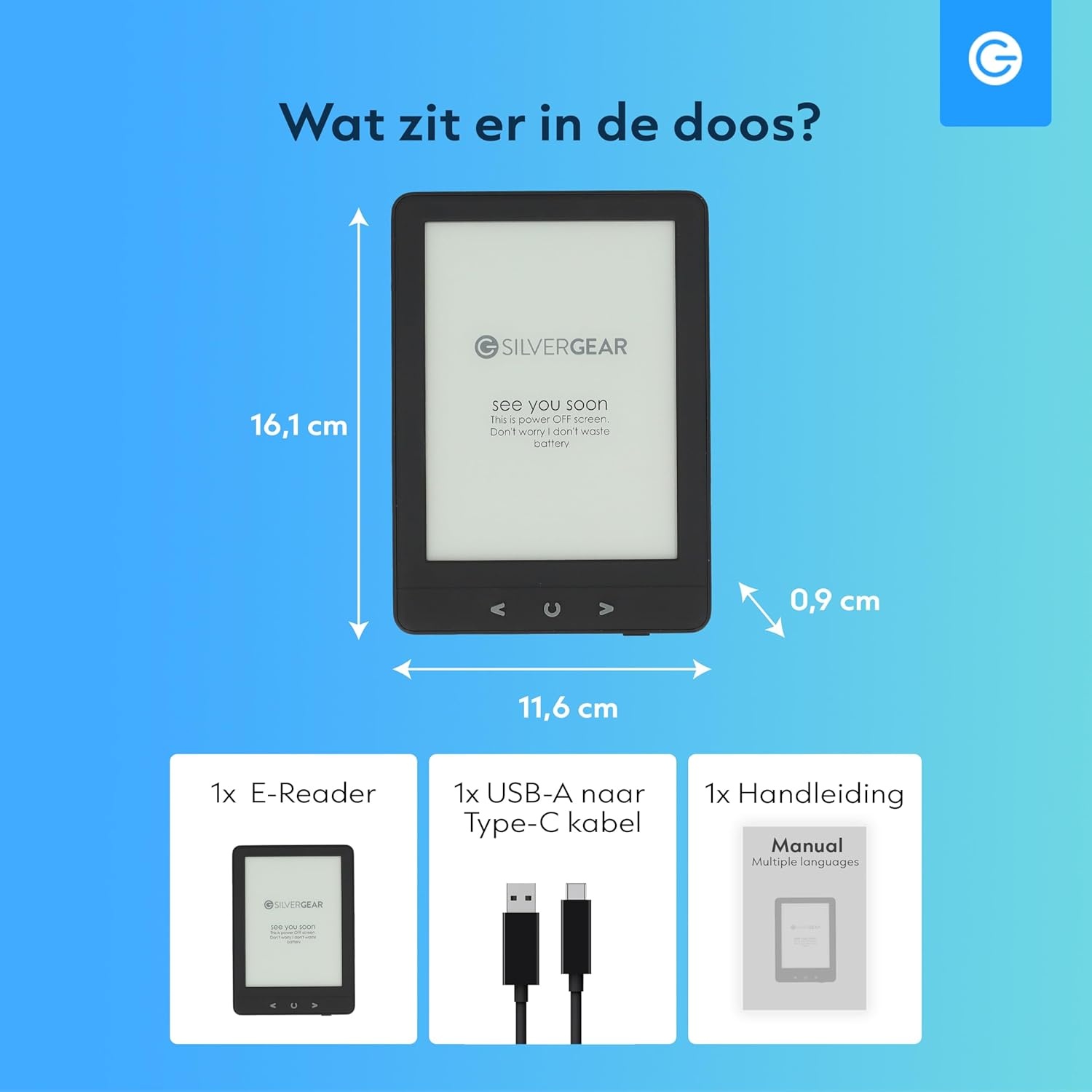 Silvergear® Ebook Reader met Achtergrondverlichting | 6-Inch E-Ink-Touchscreen | 4 GB Geheugen voor 3000+ E-Books | Pocketbook | Reflectievrij en Lichtgewicht | Zwart