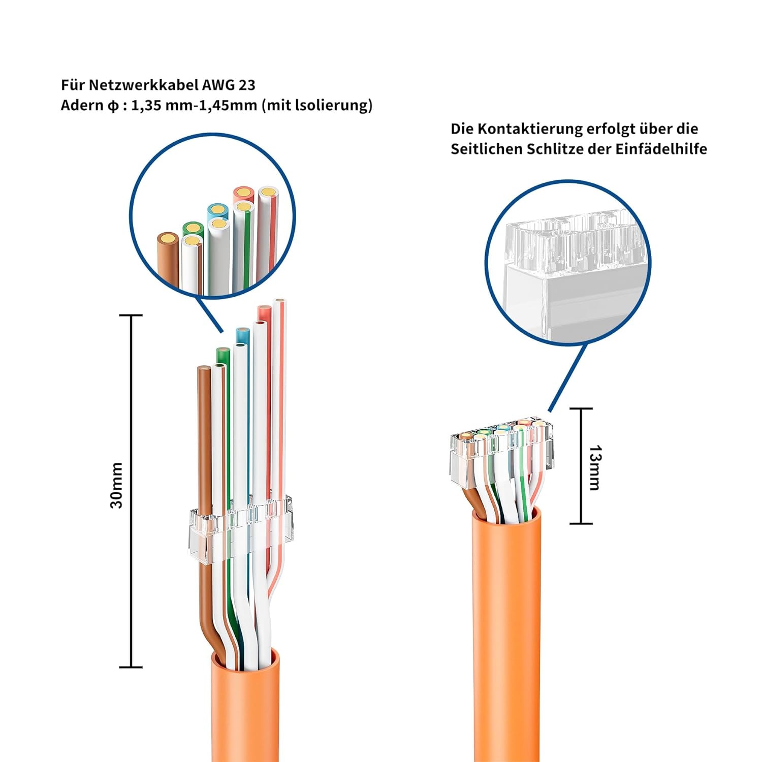 FGB 10 Gbps RJ45-stekker CAT 7 CAT 6A, 10 stuks netstekker, doorvoer en afgeschermd, 50μ verguld, Lan-stekker voor AWG23 POE installatiekabel
