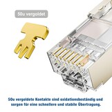 FGB 10 Gbps RJ45-stekker CAT 7 CAT 6A, 10 stuks netstekker, doorvoer en afgeschermd, 50μ verguld, Lan-stekker voor AWG23 POE installatiekabel