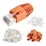 FGB 10 Gbps RJ45-stekker CAT 7 CAT 6A, 10 stuks netstekker, doorvoer en afgeschermd, 50μ verguld, Lan-stekker voor AWG23 POE installatiekabel