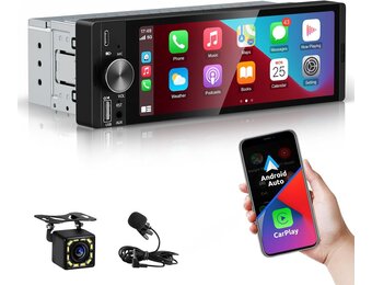 ESSGOO Autoradio 6.36 inch HD IPS met Draadloze CarPlay & Android Auto, Bluetooth, Achteruitrijcamera en Stembediening