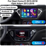 4G+64G GOHHDL Android 15 autoradio voor Opel Corsa E 2015-2019/Opel Adam 2013-2016 met Navi Carplay Android Auto, 9 inch 2Din autoradio met GPS WiFi Bluetooth FM/RDS radio SWC achteruitrijcamera & MIC