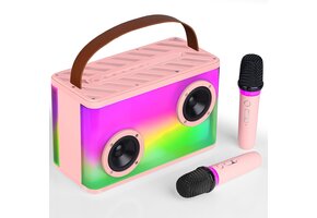 Draagbaar Karaoke Systeem met 2 Microfoons & RGB Verlichting - 65% Korting