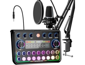 SINWE Podcast Starterspakket met Studio Condensatormicrofoon en Audio-interface voor Smartphone & PC