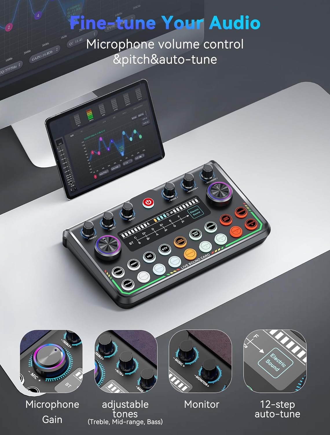 SINWE Podcast Starterspakket met Studio Condensatormicrofoon en Audio-interface voor Smartphone & PC