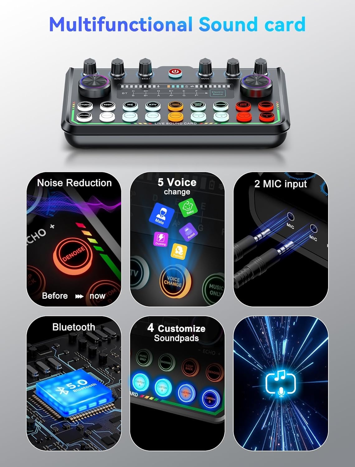 SINWE Podcast Starterspakket met Studio Condensatormicrofoon en Audio-interface voor Smartphone & PC