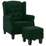 vidaXL Fauteuil met voetenbankje stof donkergroen