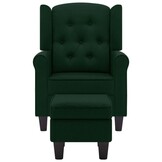 vidaXL Fauteuil met voetenbankje stof donkergroen