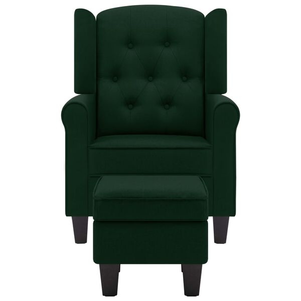 vidaXL Fauteuil met voetenbankje stof donkergroen