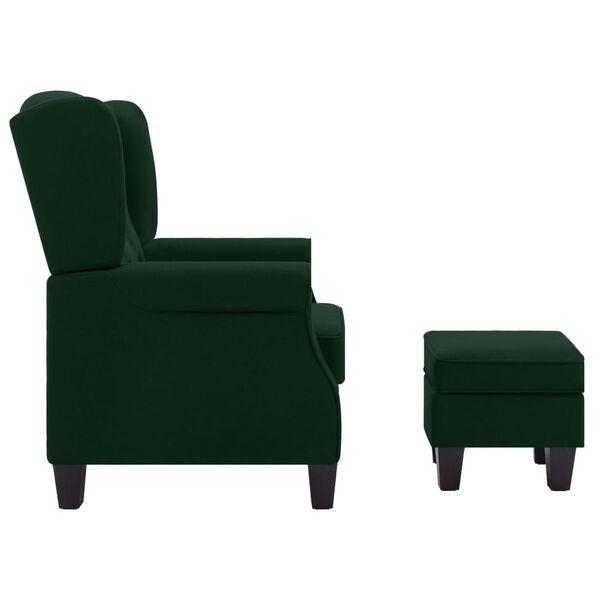 vidaXL Fauteuil met voetenbankje stof donkergroen