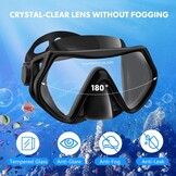 Snorkelset voor volwassenen, duikbril met snorkelbril en droge snorkel, snorkelmasker, duikbril van gehard glas, duikbril met snorkel, zwart en roze