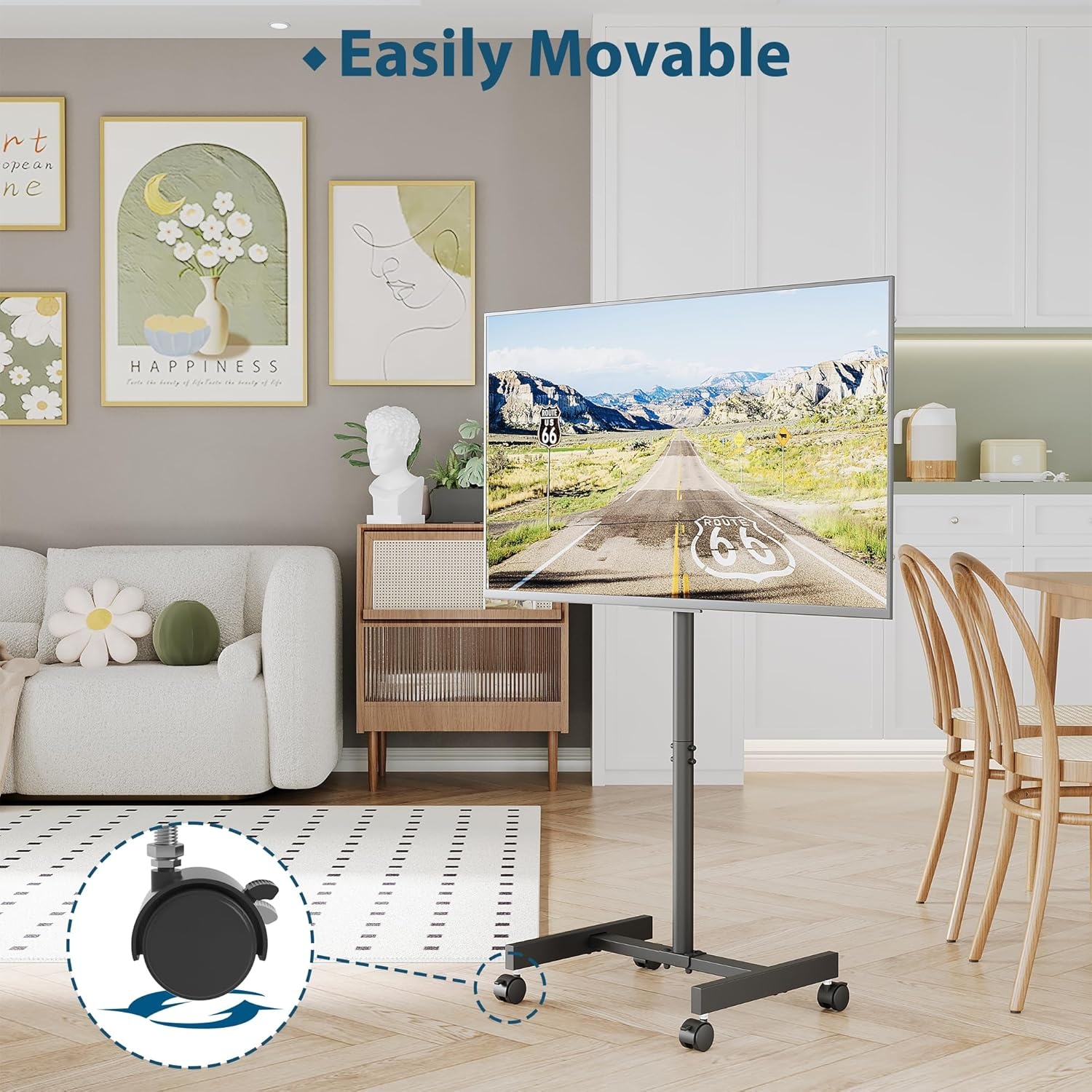BONTEC Mobiele TV Standaard voor 13-42 Inch TV's, Verstelbare TV-Kar met Wielen, Max. VESA 200x200mm, tot 20kg, voor Thuis en Kantoor