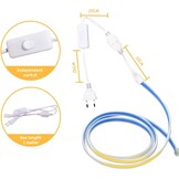 5M COB LED Strip met Schakelaar 220V 3000K Warm wit IP67 Waterdichte Strips Licht 280leds/m 15 Watt/m(Warm wit, 5)
