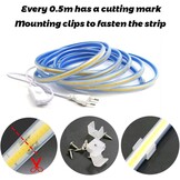 5M COB LED Strip met Schakelaar 220V 3000K Warm wit IP67 Waterdichte Strips Licht 280leds/m 15 Watt/m(Warm wit, 5)