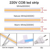 5M COB LED Strip met Schakelaar 220V 3000K Warm wit IP67 Waterdichte Strips Licht 280leds/m 15 Watt/m(Warm wit, 5)