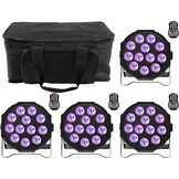 PCS RGBW Accu podiumlicht met tas, 12 LED oplaadbare par licht met functie timer en 7 verlichtingsmodi, 8 CH batterij spotlight outdoor voor bruiloft bar DJ Show disco - Maat 4PCS +Bag