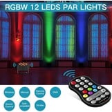 PCS RGBW Accu podiumlicht met tas, 12 LED oplaadbare par licht met functie timer en 7 verlichtingsmodi, 8 CH batterij spotlight outdoor voor bruiloft bar DJ Show disco - Maat 4PCS +Bag