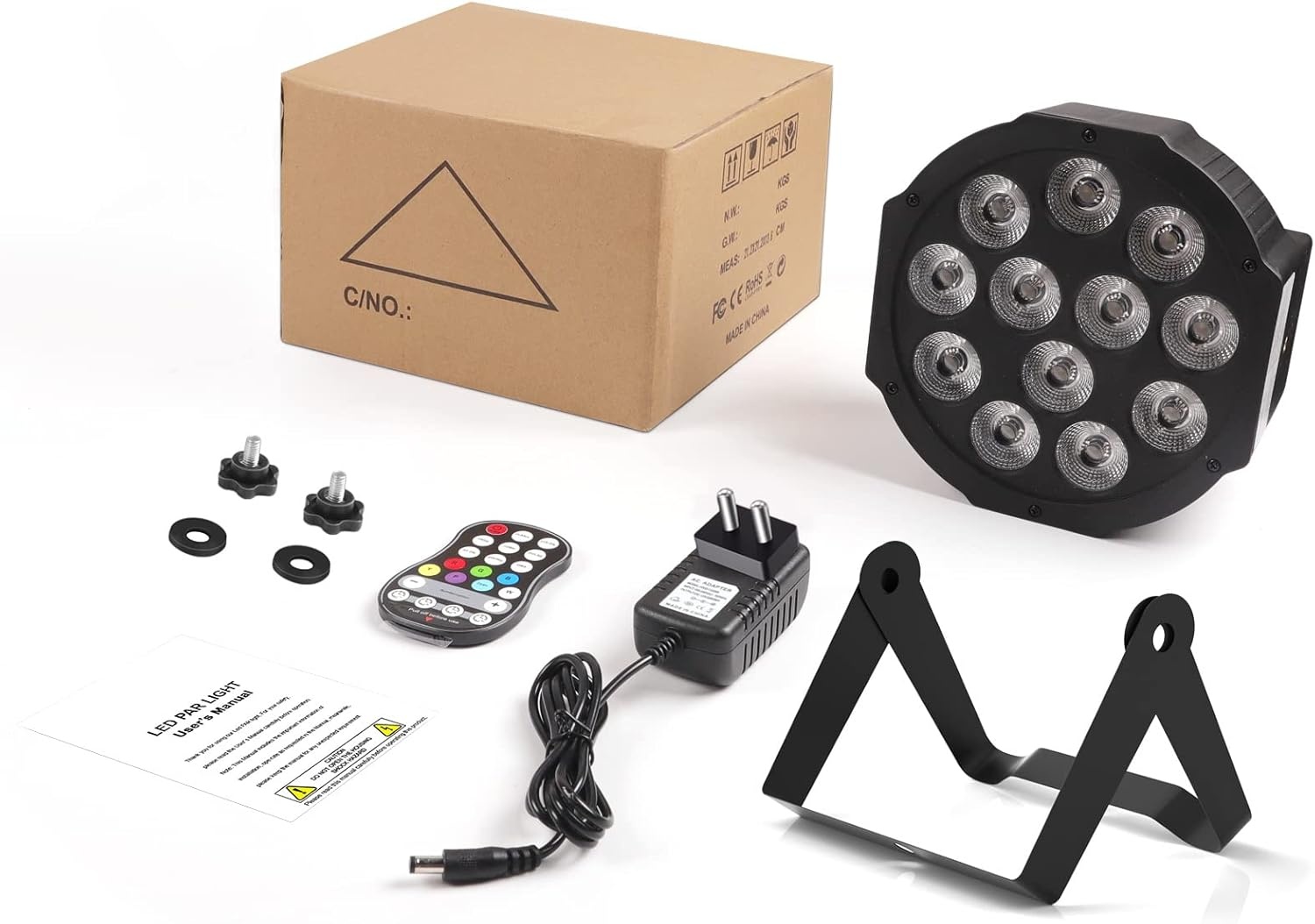 PCS RGBW Accu podiumlicht met tas, 12 LED oplaadbare par licht met functie timer en 7 verlichtingsmodi, 8 CH batterij spotlight outdoor voor bruiloft bar DJ Show disco - Maat 4PCS +Bag