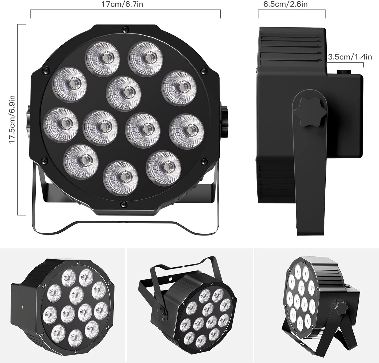 PCS RGBW Accu podiumlicht met tas, 12 LED oplaadbare par licht met functie timer en 7 verlichtingsmodi, 8 CH batterij spotlight outdoor voor bruiloft bar DJ Show disco - Maat 4PCS +Bag