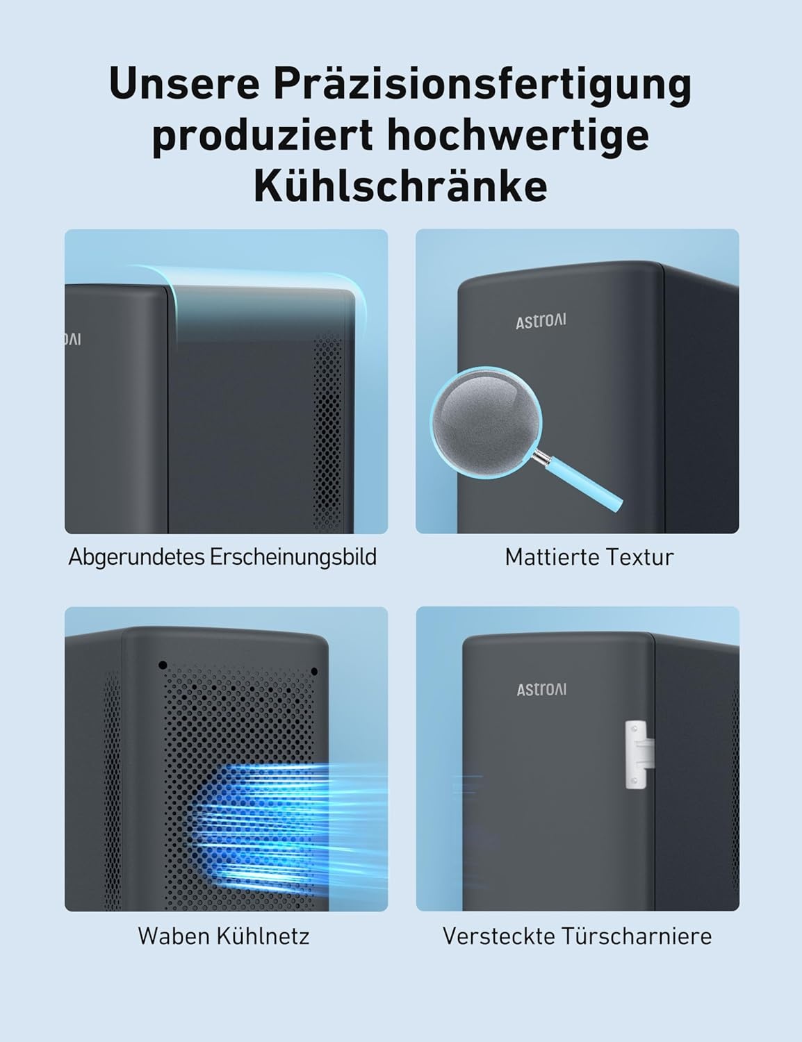 AstroAI Mini-koelkast, 6 l, draagbaar, met koelchip, 2,58 kg, 220-240 V