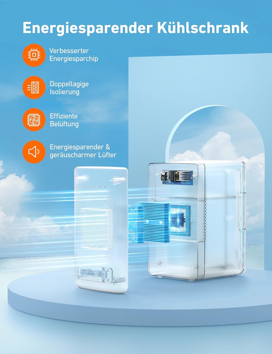 AstroAI Mini-koelkast, 6 l, draagbaar, met koelchip, 2,58 kg, 220-240 V