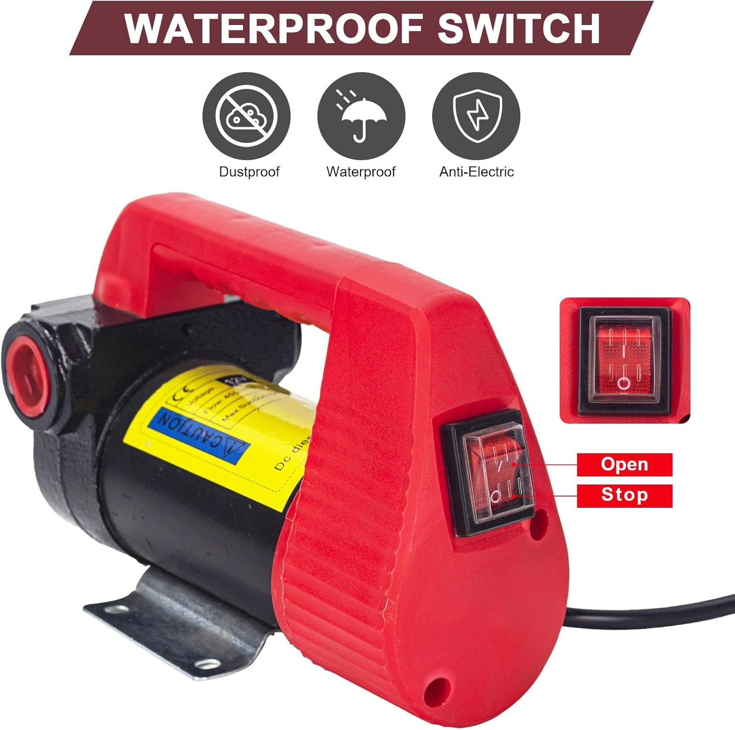 12V 175W Diesel Transfer Pomp, Elektrische Brandstof Transfer Pomp, Draagbare Olie Afzuigpomp met Overbelastingsbeveiliging, Zuig Transfer Pomp