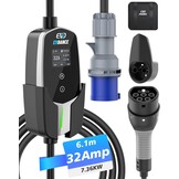 EVDANCE Electric Car Charger P17 - [7.36kW, 23ft, 10-32A] with 1-12h Delay Portable Type 2 EV Charger Mobile Charging Station/Wallbox, Silver