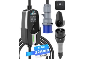 Mobiele EV Lader Type 2 P17 7.36kW 10-32A 6.1m met 35% korting