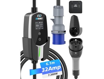 EVDANCE Electric Car Charger P17 - [7.36kW, 23ft, 10-32A] with 1-12h Delay Portable Type 2 EV Charger Mobile Charging Station/Wallbox, Silver