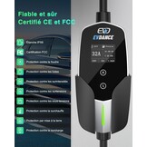 EVDANCE Electric Car Charger P17 - [7.36kW, 23ft, 10-32A] with 1-12h Delay Portable Type 2 EV Charger Mobile Charging Station/Wallbox, Silver